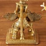 Superfine Brass Garuda Aasan Lamp | 6.5" x 5.7" x 6.5" (16.5 x 14.5 x 16.5 cm) | Vintage Polish | Sacred Light Divine Art